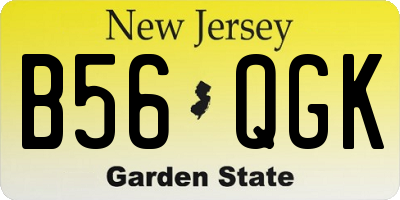 NJ license plate B56QGK
