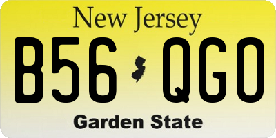 NJ license plate B56QGO