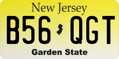 NJ license plate B56QGT