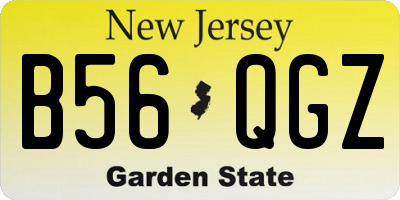 NJ license plate B56QGZ