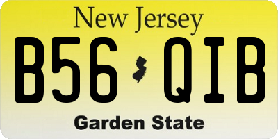NJ license plate B56QIB