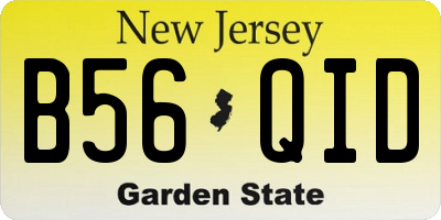 NJ license plate B56QID