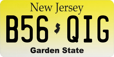 NJ license plate B56QIG