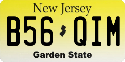 NJ license plate B56QIM