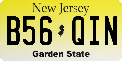 NJ license plate B56QIN