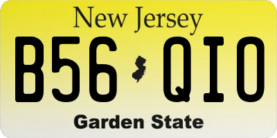 NJ license plate B56QIO