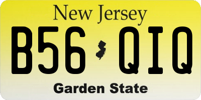 NJ license plate B56QIQ