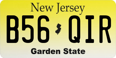 NJ license plate B56QIR