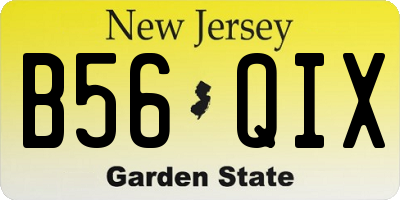 NJ license plate B56QIX