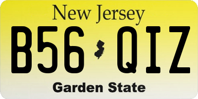 NJ license plate B56QIZ