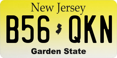 NJ license plate B56QKN