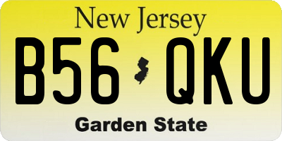 NJ license plate B56QKU