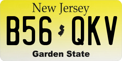 NJ license plate B56QKV