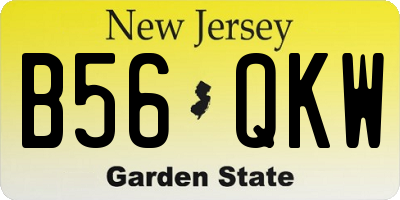 NJ license plate B56QKW