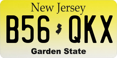 NJ license plate B56QKX
