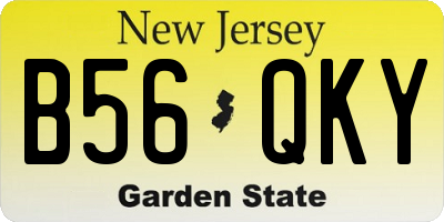 NJ license plate B56QKY