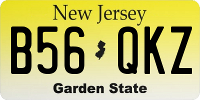 NJ license plate B56QKZ