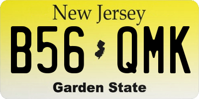 NJ license plate B56QMK