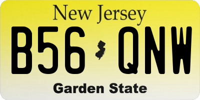 NJ license plate B56QNW