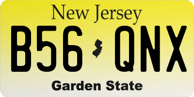NJ license plate B56QNX