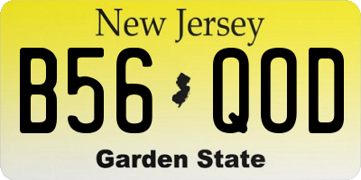 NJ license plate B56QOD