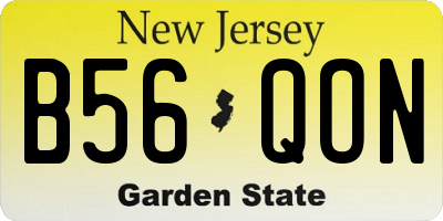 NJ license plate B56QON