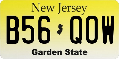 NJ license plate B56QOW
