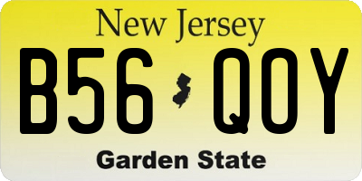 NJ license plate B56QOY