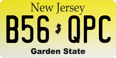 NJ license plate B56QPC