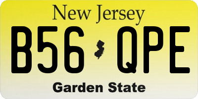 NJ license plate B56QPE