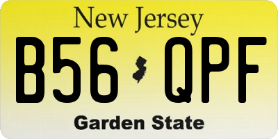 NJ license plate B56QPF