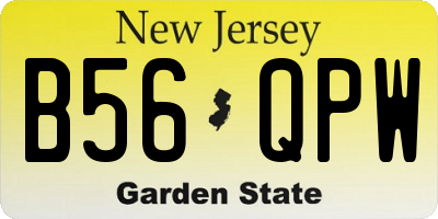 NJ license plate B56QPW