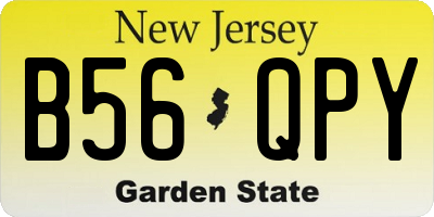 NJ license plate B56QPY