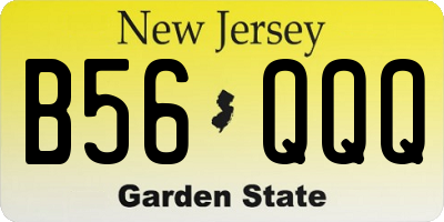 NJ license plate B56QQQ