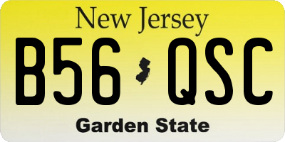 NJ license plate B56QSC