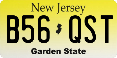 NJ license plate B56QST