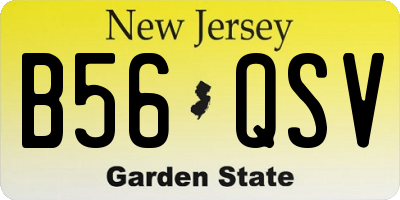 NJ license plate B56QSV