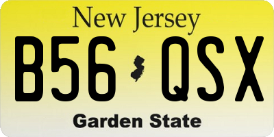 NJ license plate B56QSX