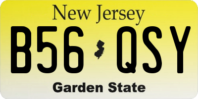 NJ license plate B56QSY