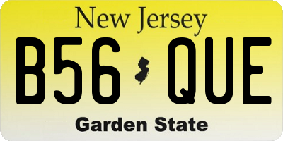 NJ license plate B56QUE