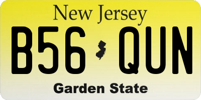 NJ license plate B56QUN