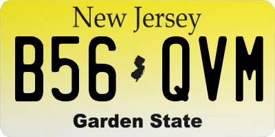 NJ license plate B56QVM
