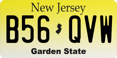 NJ license plate B56QVW