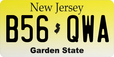 NJ license plate B56QWA