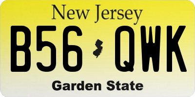 NJ license plate B56QWK