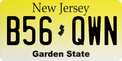NJ license plate B56QWN