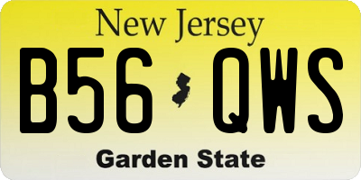 NJ license plate B56QWS