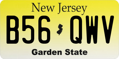 NJ license plate B56QWV