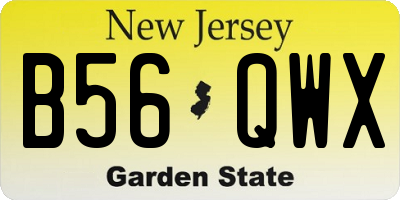 NJ license plate B56QWX
