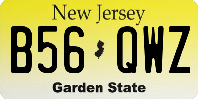 NJ license plate B56QWZ